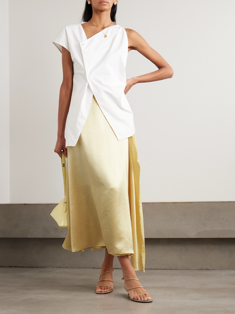 ABADIA Verlap Draped Frayed Dupioni Wrap Maxi Skirt outlook