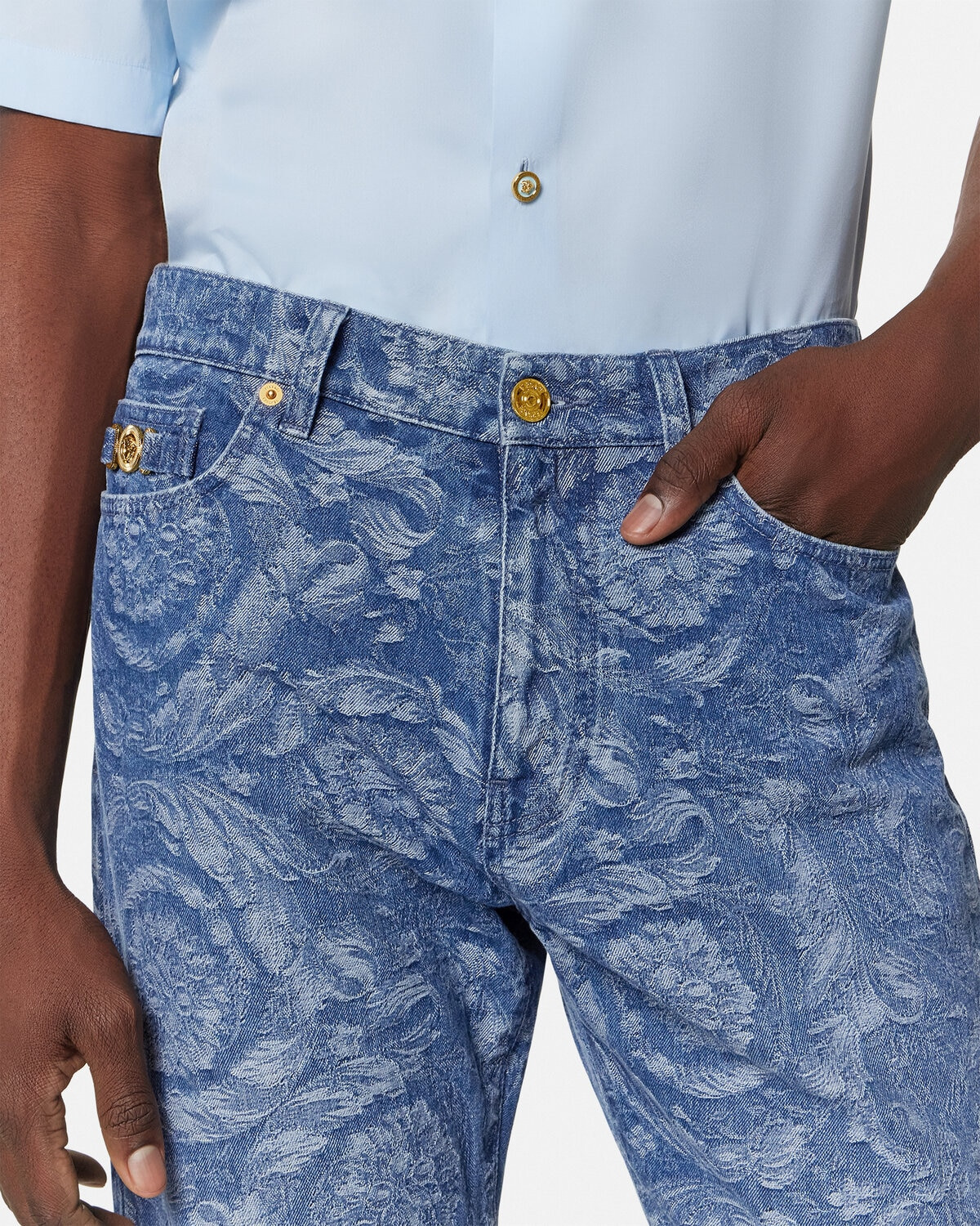 Barocco Jacquard Regular-Fit Jeans - 3