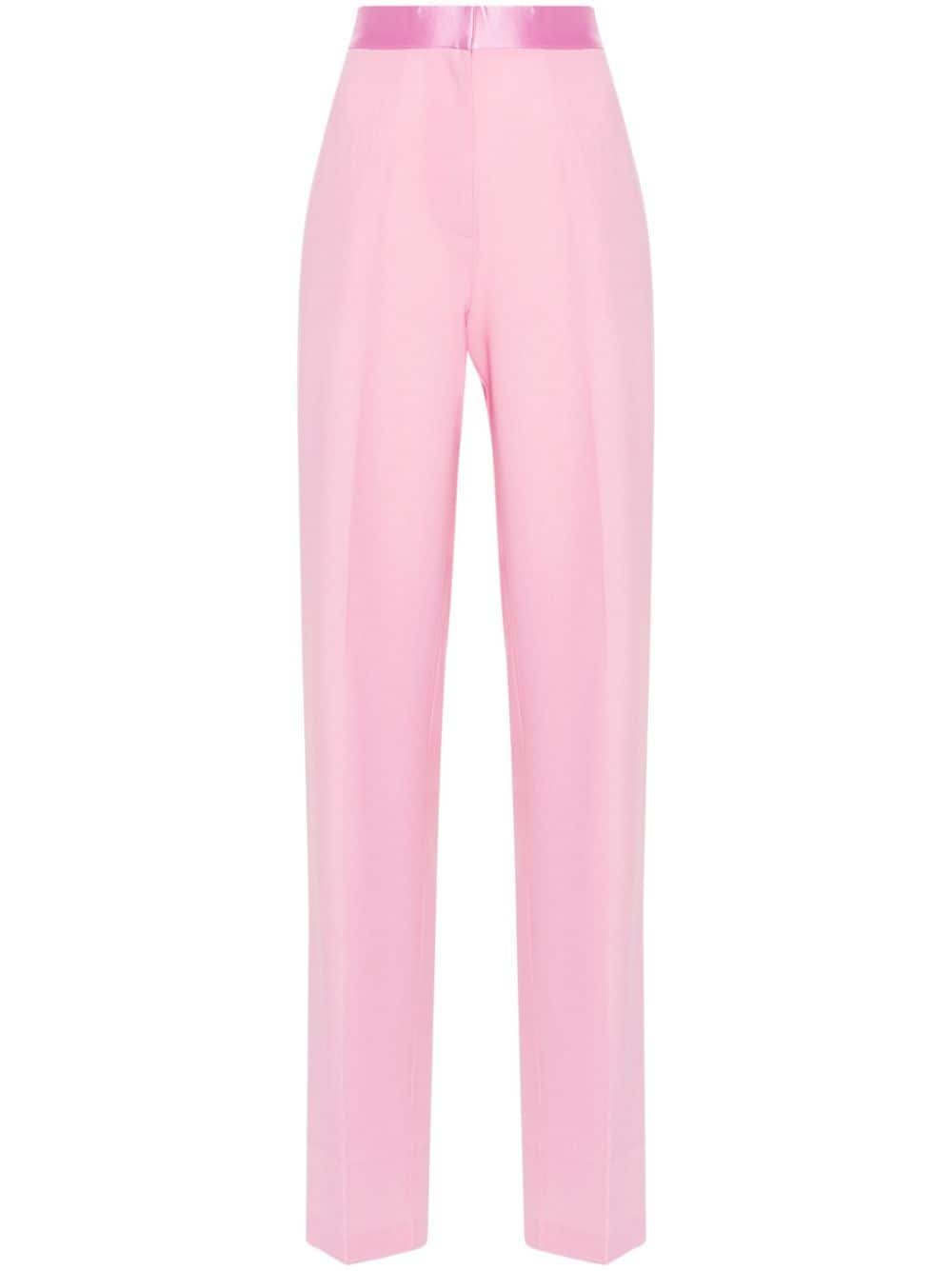 satin-trim tailored trousers - 1