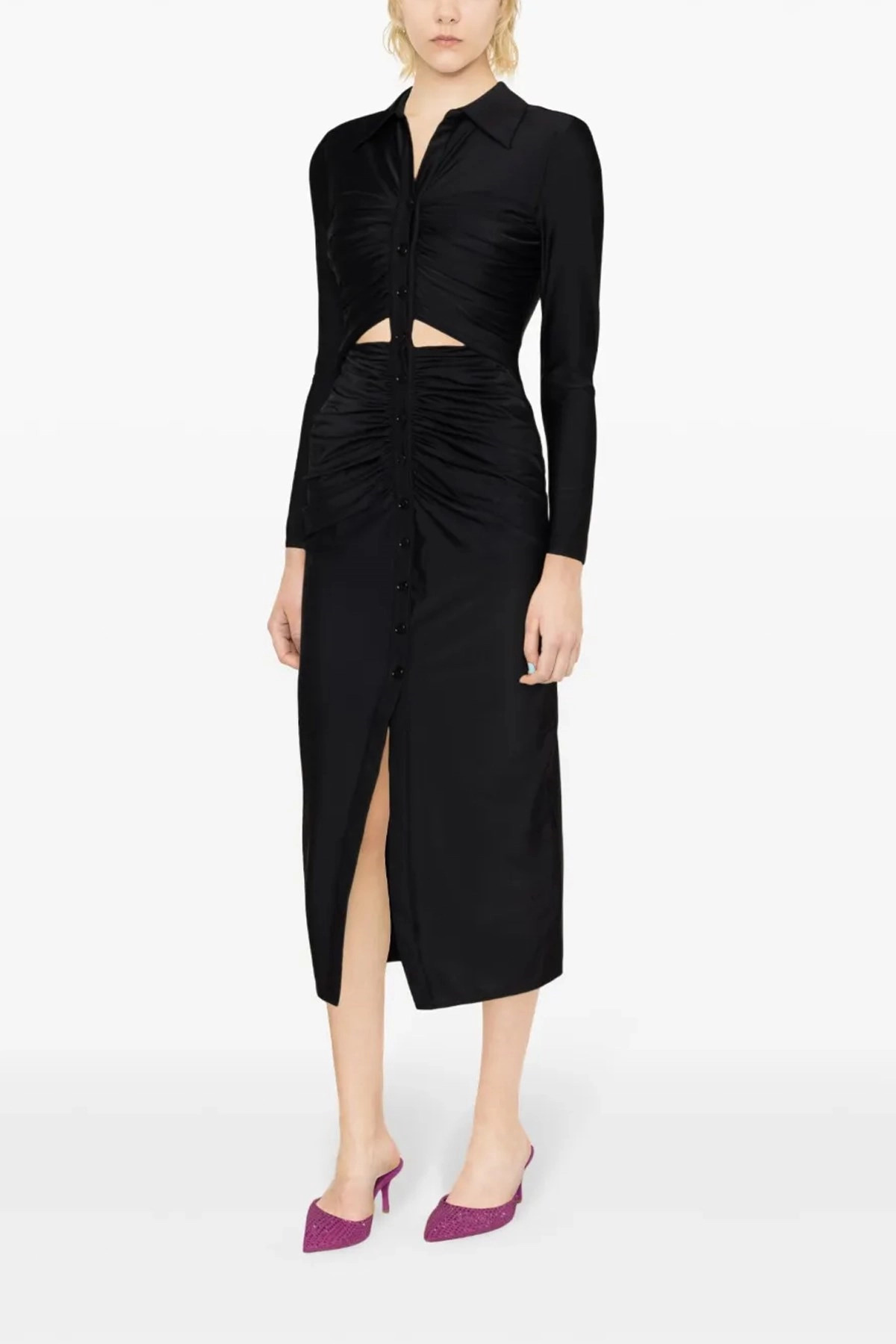 'Black Jersey Cut Out Midi' dress - 2