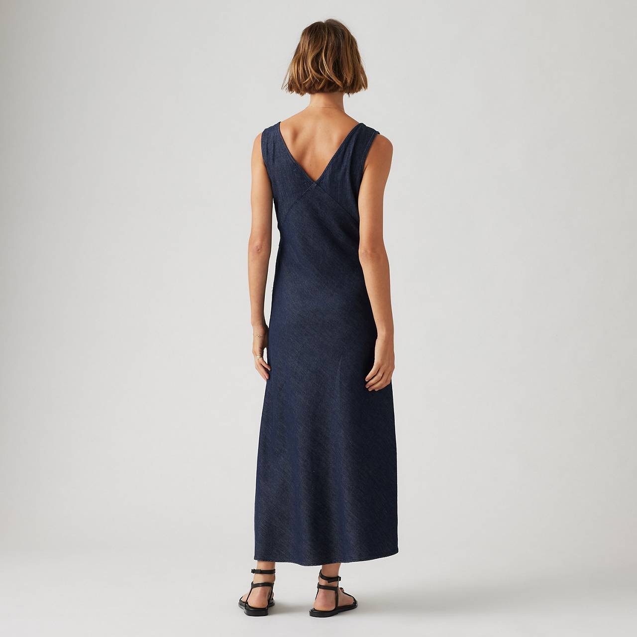 ATALIA LINEN+ DENIM SLIP DRESS - 4