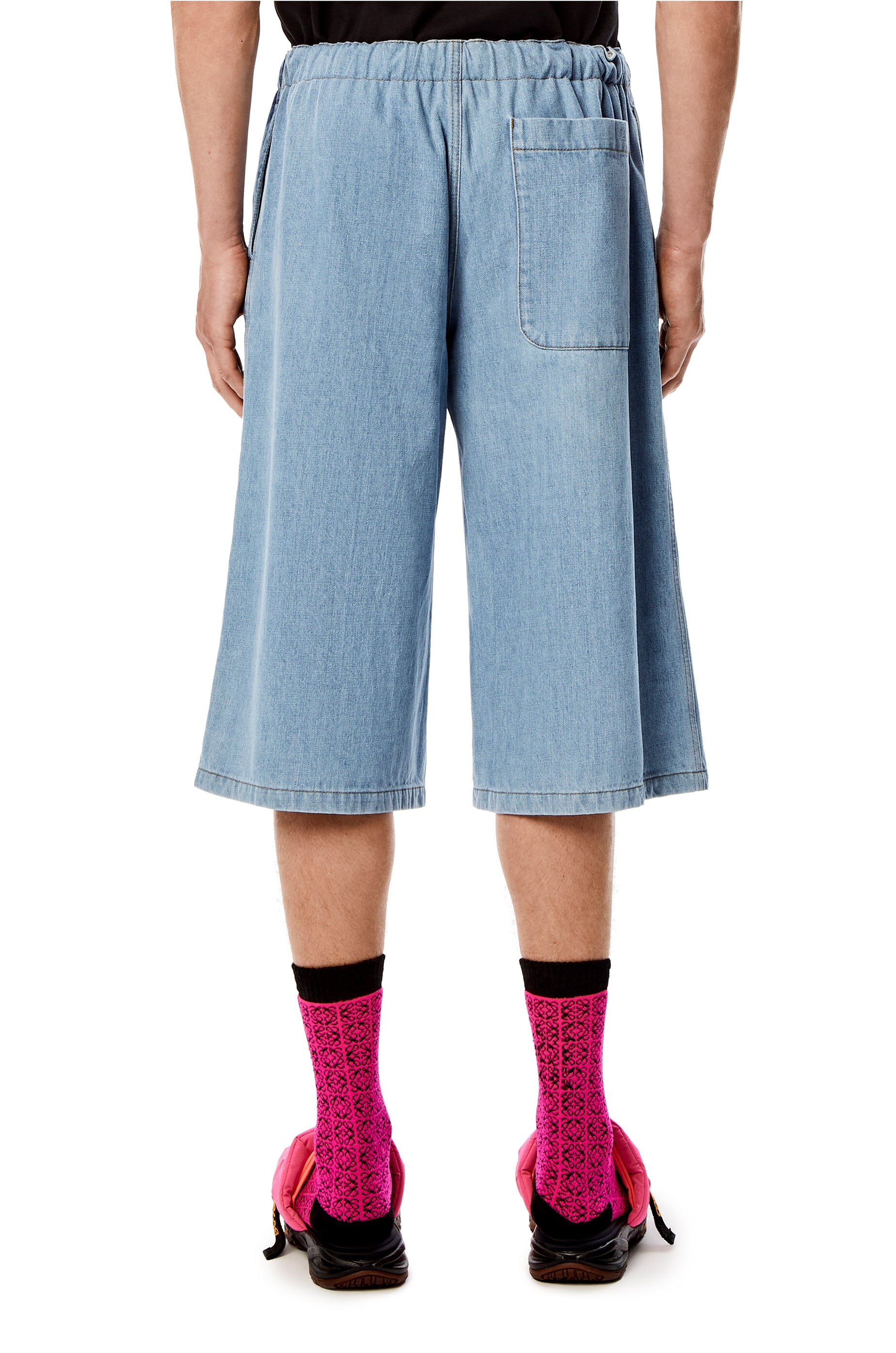 Laser print denim bermuda shorts in cotton - 4