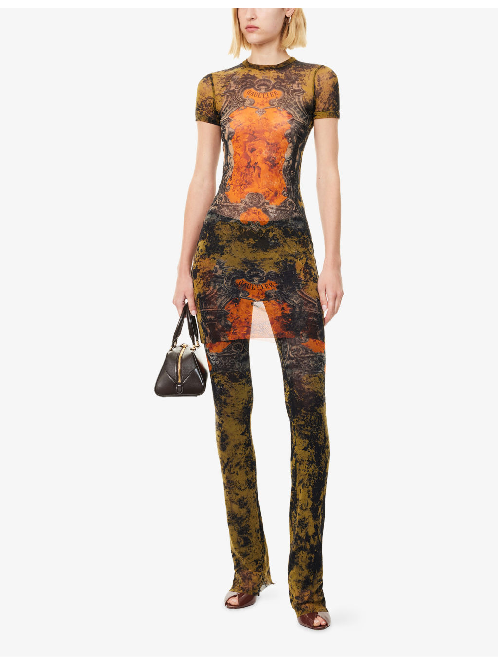 Flared Printed Woven Leggings - 2