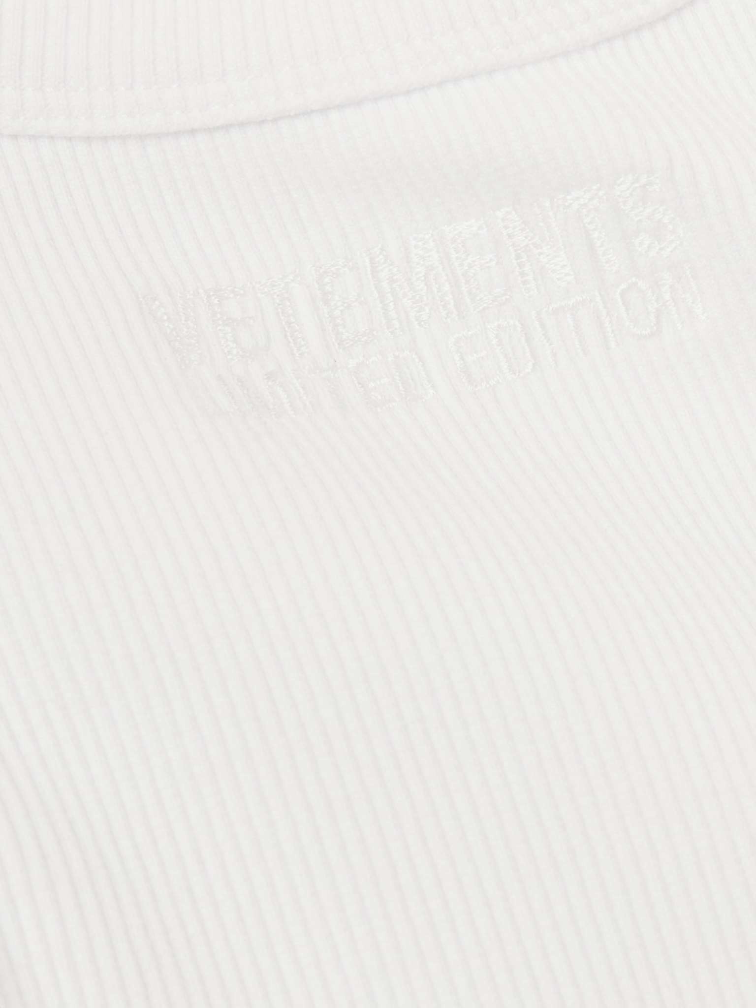Logo-Embroidered Ribbed Stretch-Cotton Tank Top - 5