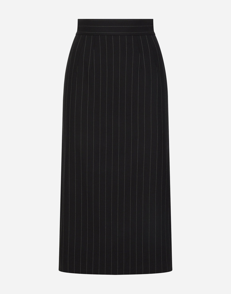 Pinstripe wool calf-length skirt 1