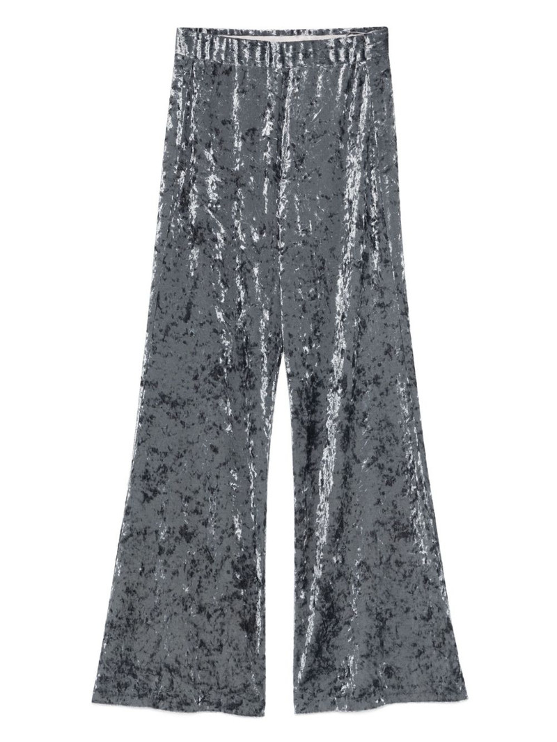 crushed-velvet flared trousers 1