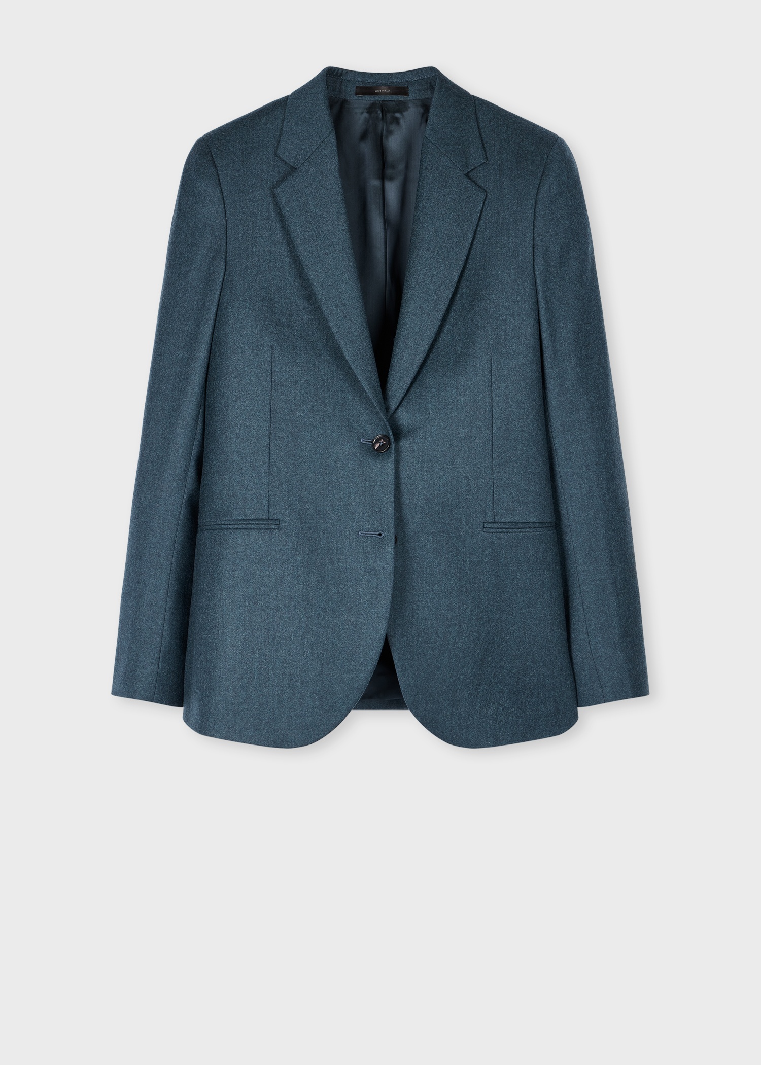 Women's Teal Wool-Cashmere Flannel Two-Button Blazer - 1