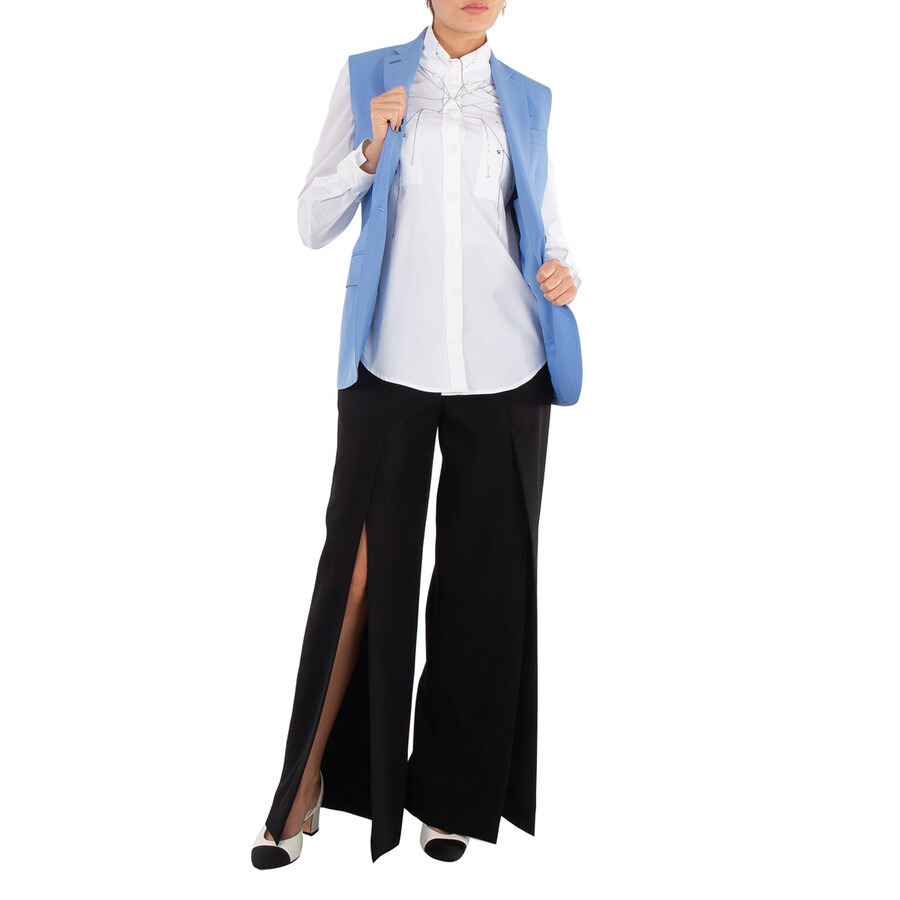 Burberry Wide Leg Wool Trouser With Slits - 6