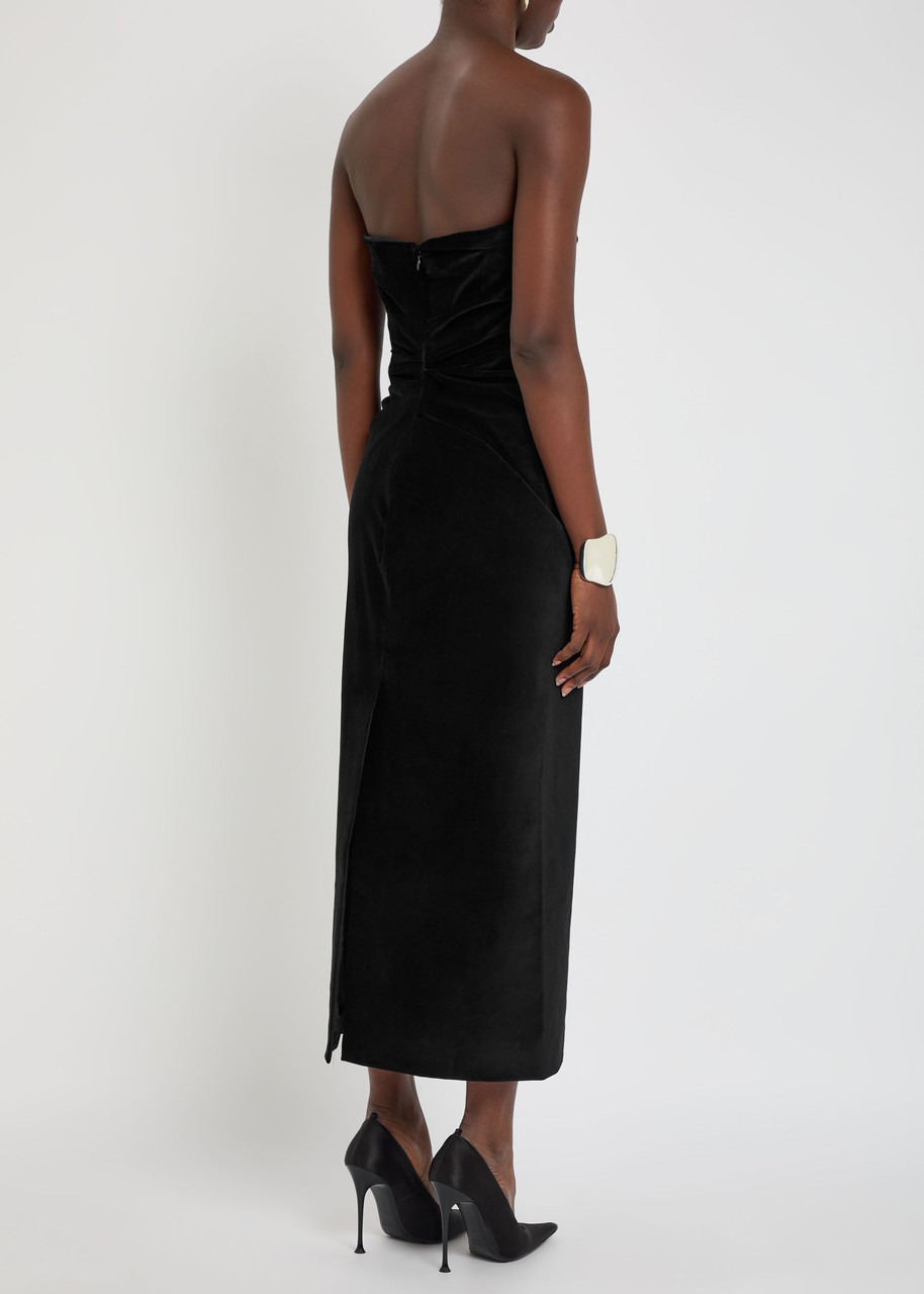 Tove Sabella Draped Velvet Midi Dress - 3