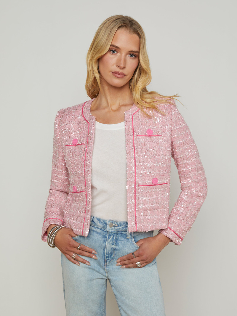L'AGENCE Niko Sequin Tweed Jacket outlook