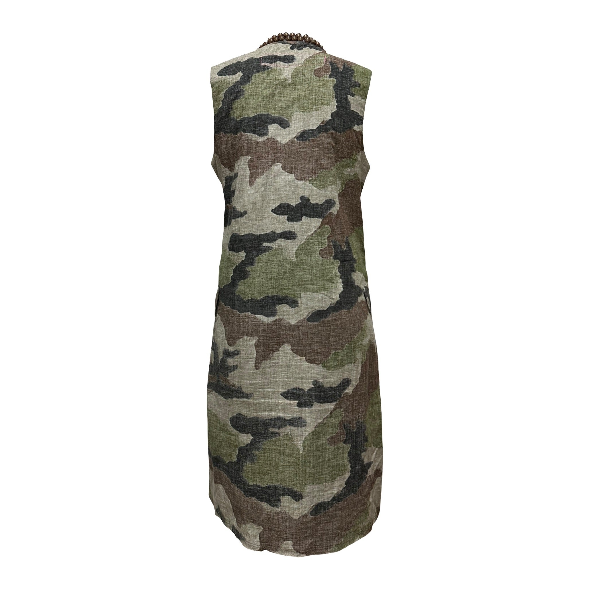 JUNYA WATANABE MAN Pearl Embellished Camouflage Print Midi Dress - 2