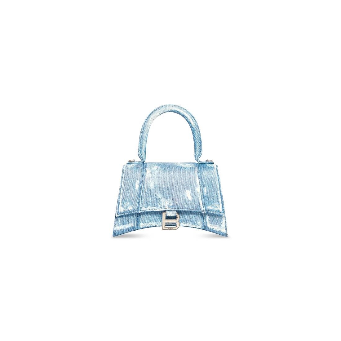 Women's Hourglass Small Handbag Denim Printed in Indigo - 1