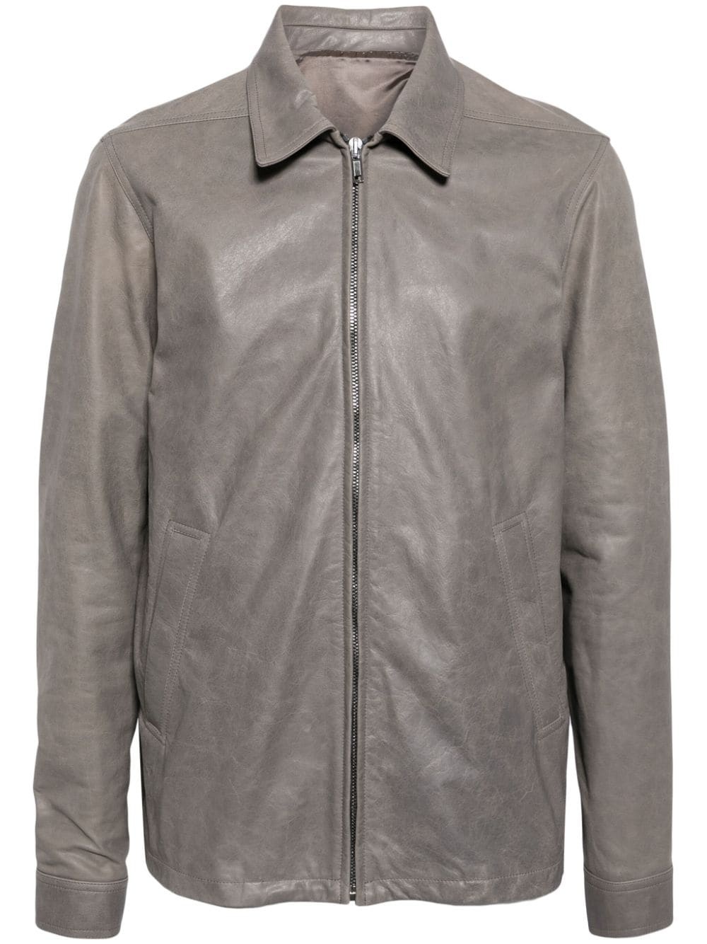 washed leather jacket - 1