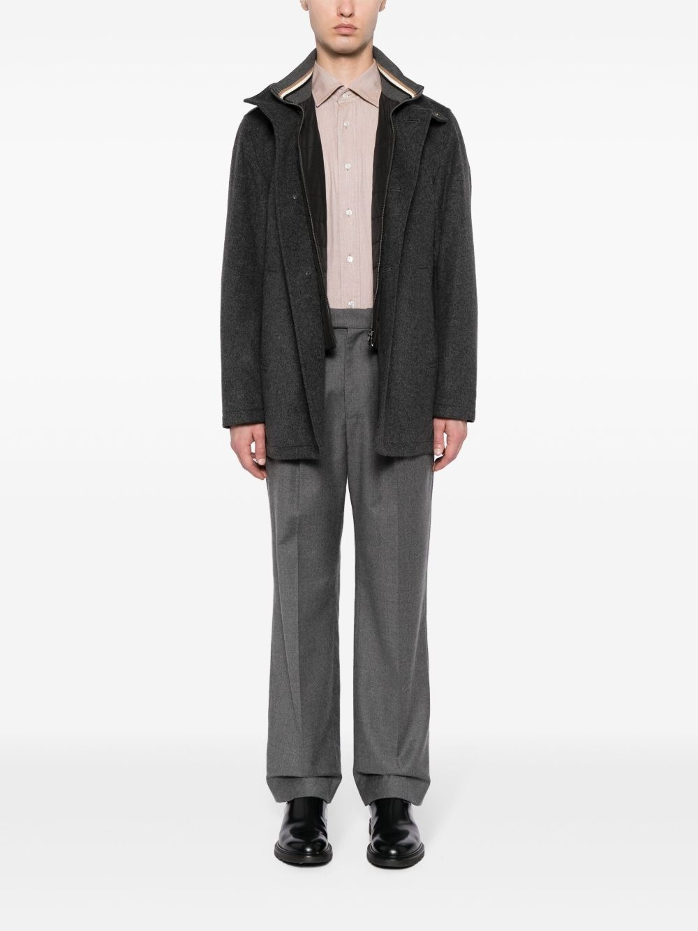 mélange-effect spread-collar shirt - 2