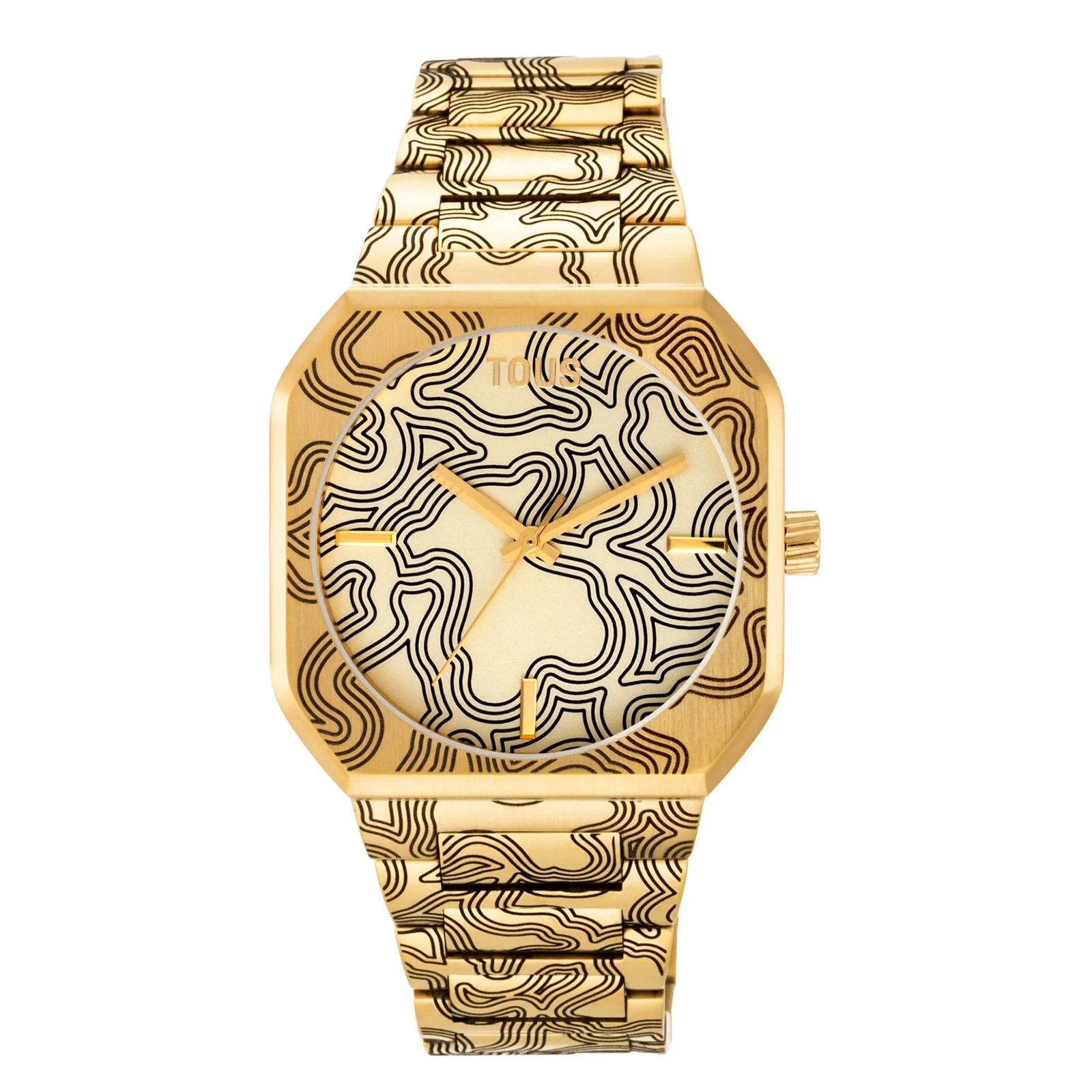 Analog watch with gold-colored embossed steel bracelet Lit - 1