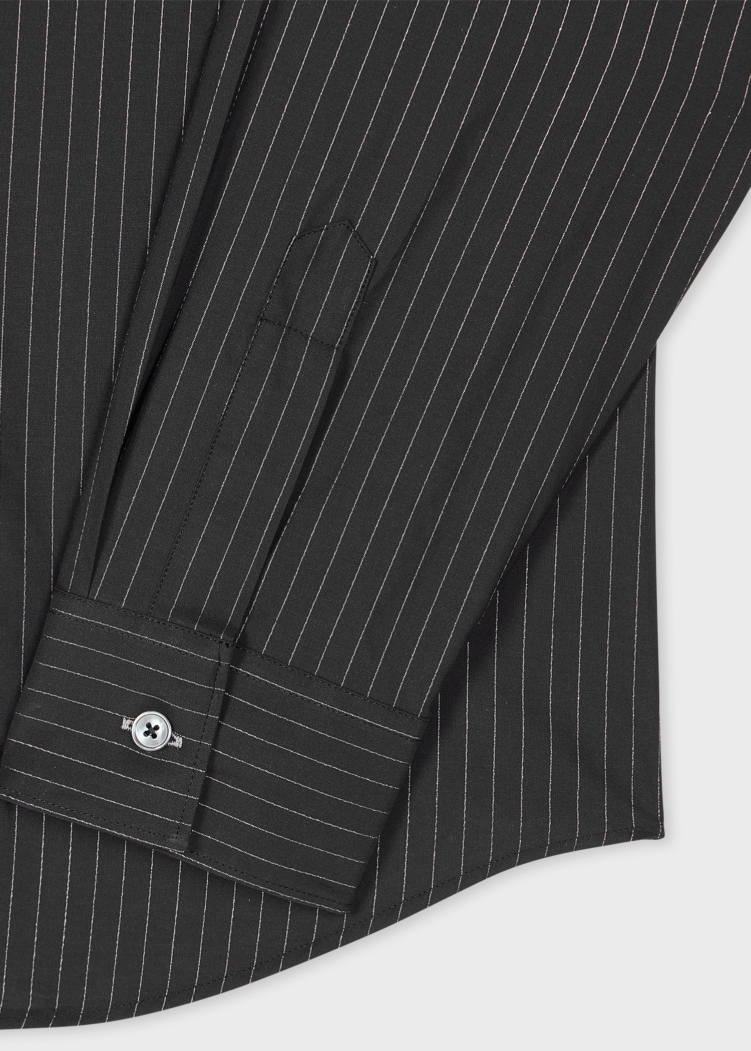 Charcoal Glitter Pinstripe Cotton Shirt - 2