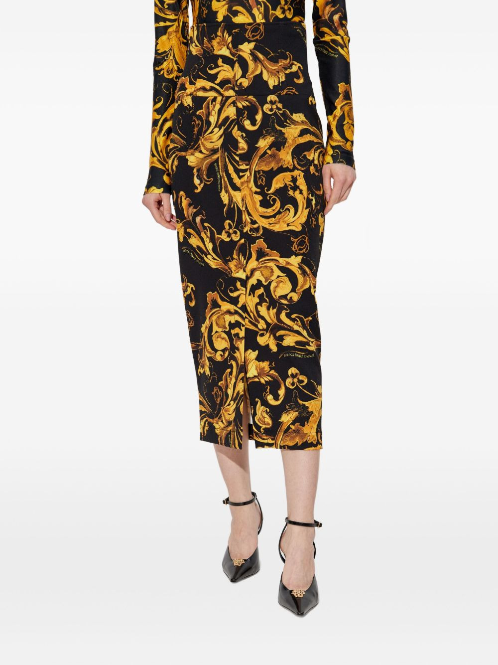Barocco-print midi skirt - 3