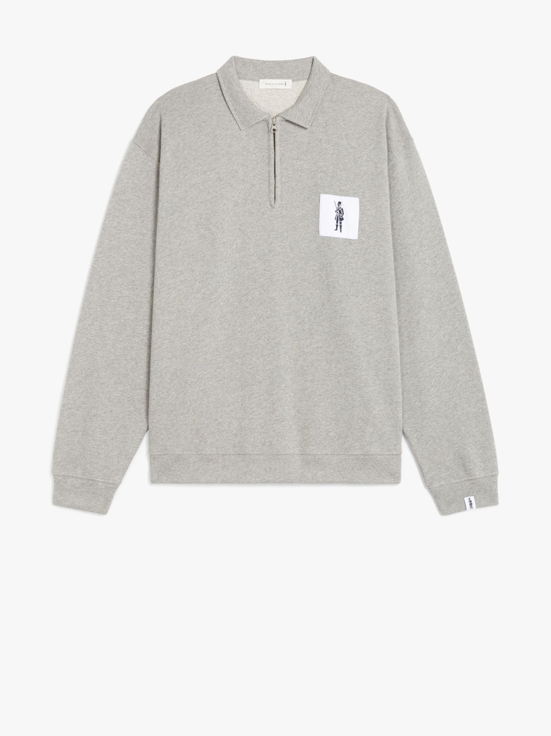 GREY COTTON ZIP FRONT SWEATSHIRT | GJM-200 1