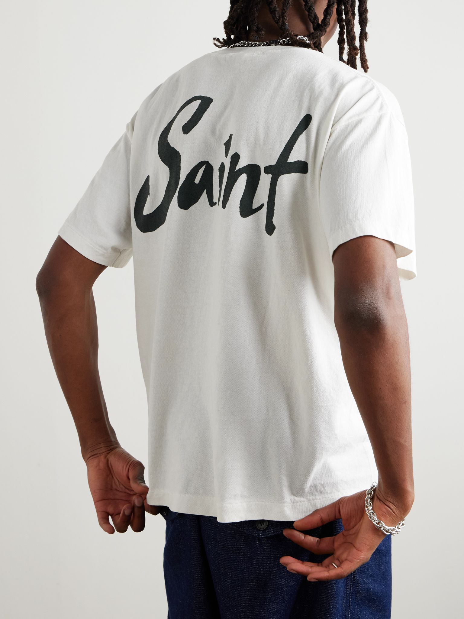 Printed Cotton-Jersey T-Shirt White - 4