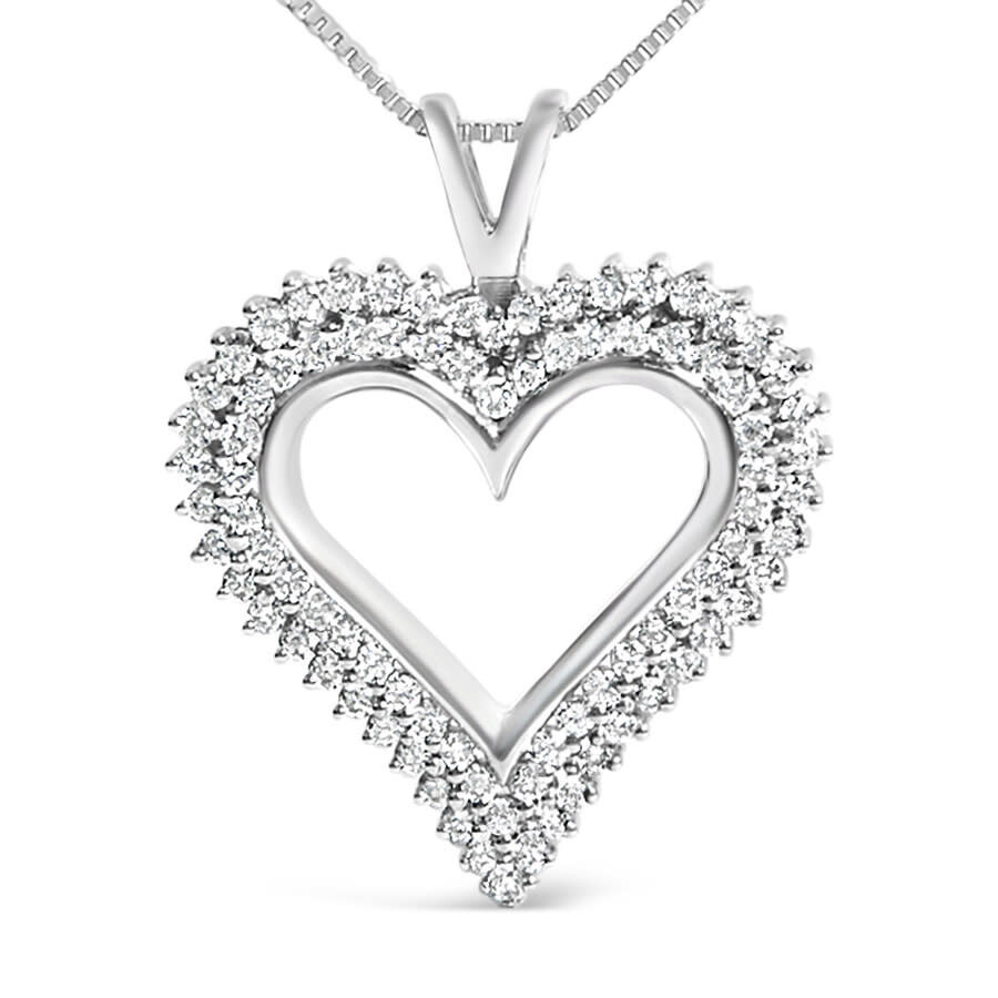 Haus Of Brilliance - Haus of Brilliance .925 Sterling Silver 1.00 Cttw Lab-Grown Diamond Open Heart Pendant Necklace- 18" - 2