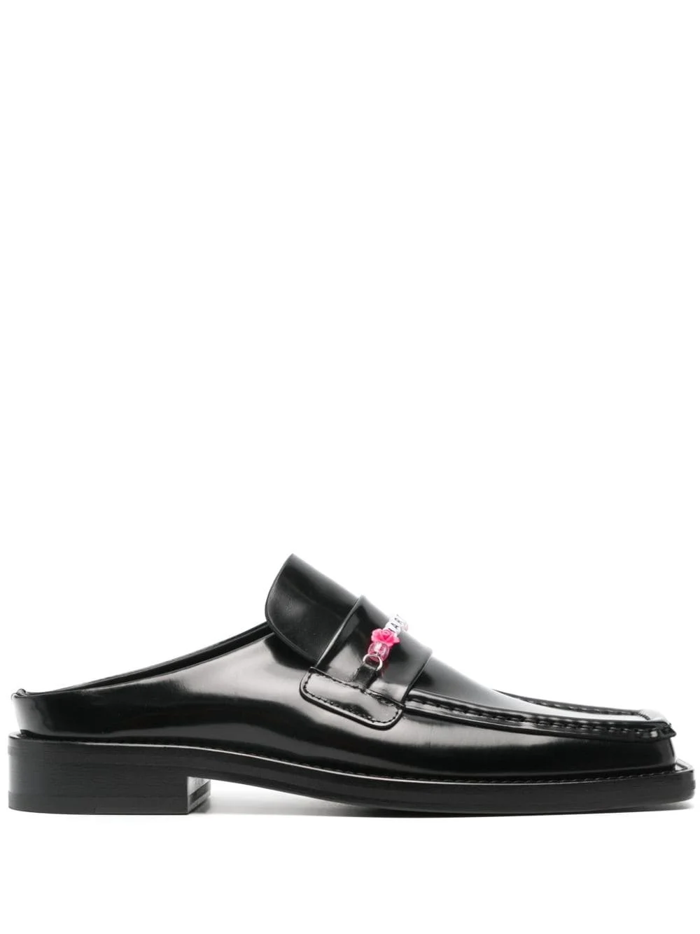 bead chain leather loafers - 1