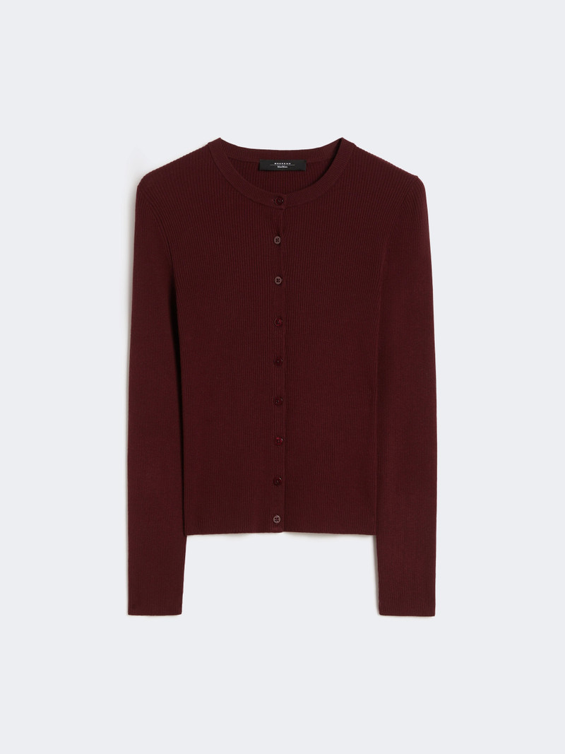 ESULE Rib-knit viscose cardigan - BORDEAUX 1