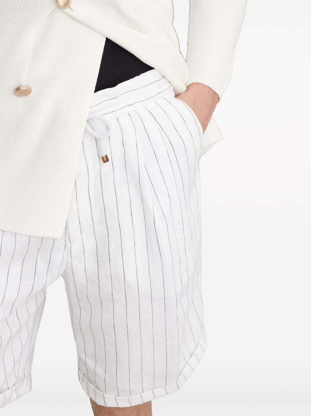 striped linen shorts - 5