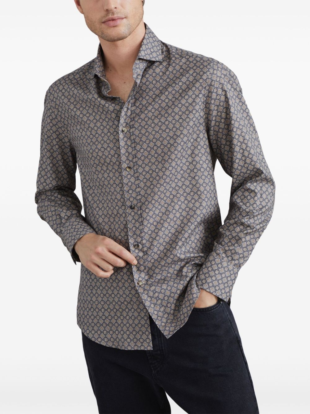 geometric-pattern cotton shirt - 2