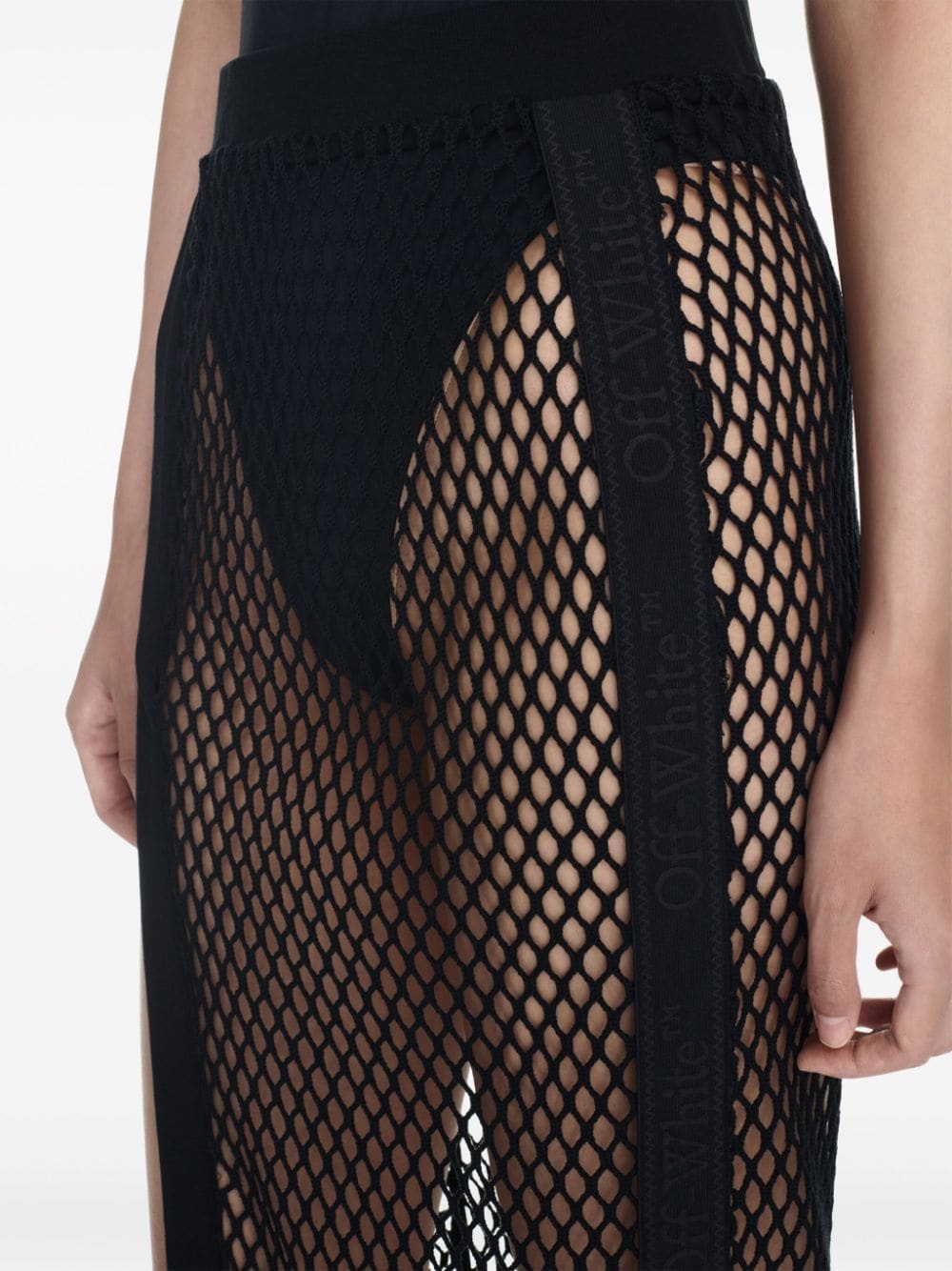 logo-tape mesh skirt - 5