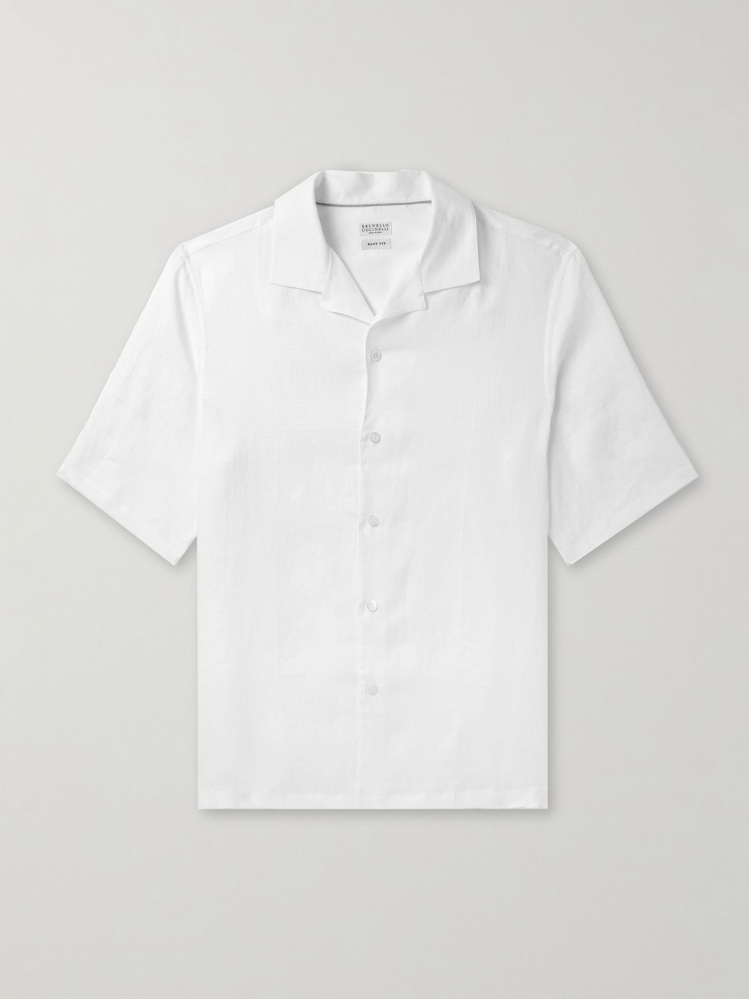 Camp-Collar Linen Shirt White - 1