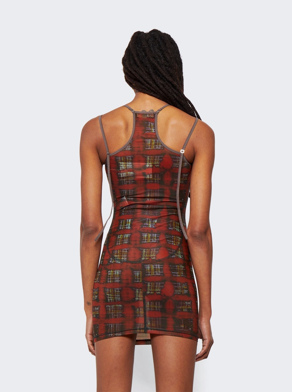 Multi Strap Sport Dress with Logo Acid Plaid Ginger Red - 5