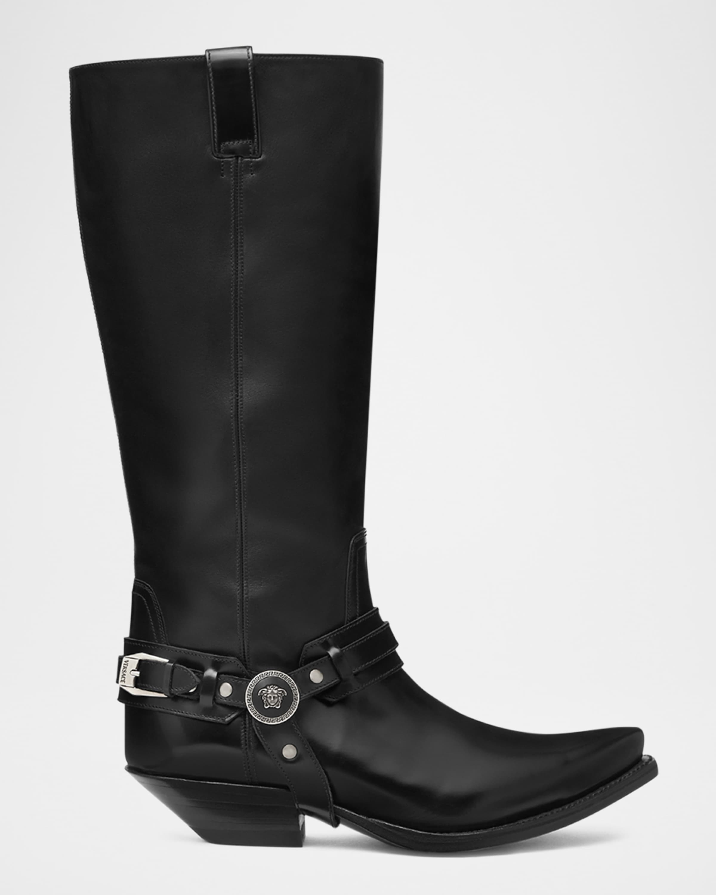 Texano Leather Harness Biker Boots - 1