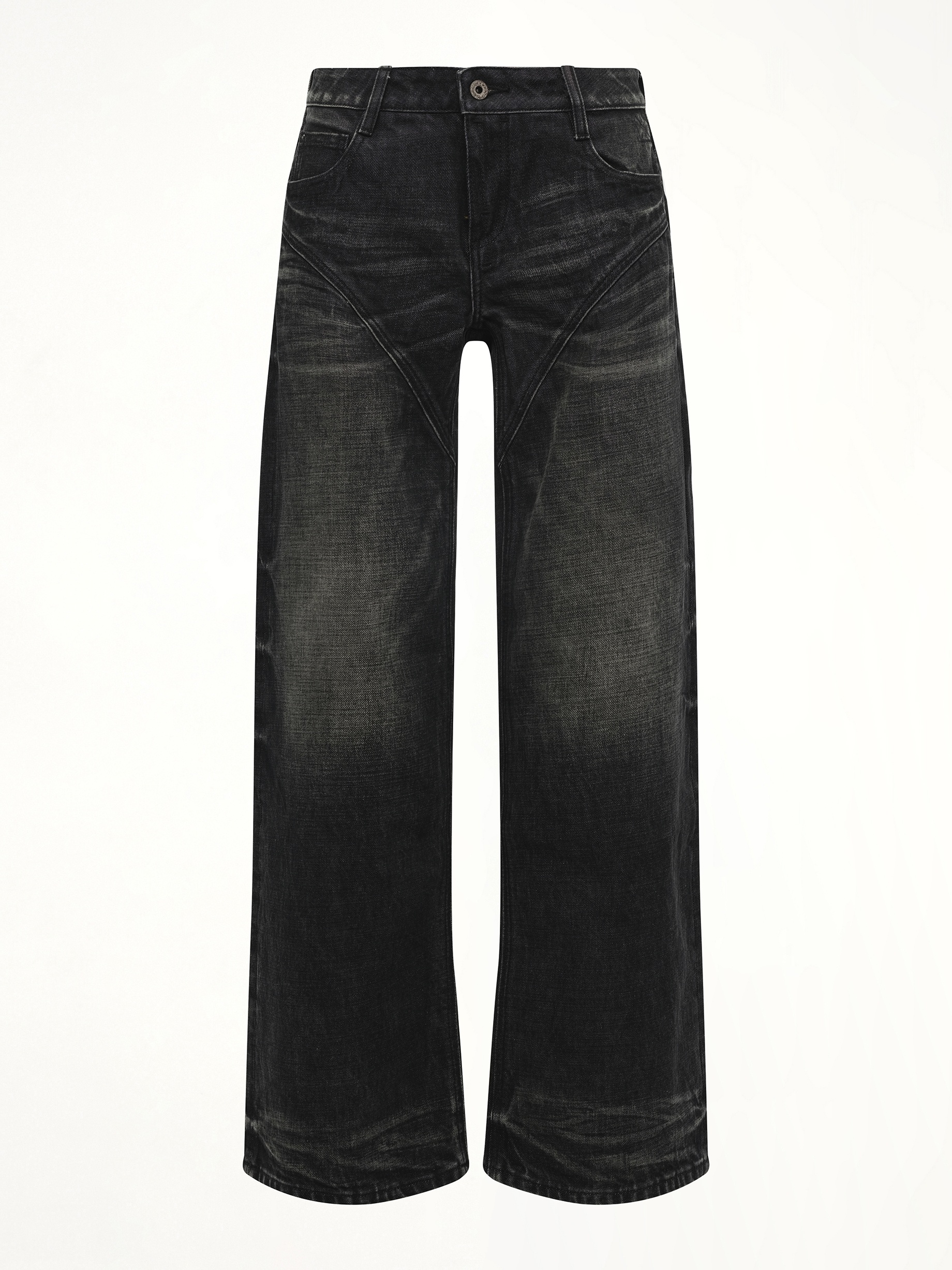 Fax Copy Express Jeans xlサイズ KOMUNE | Black Dirty Wash Straight Jeans