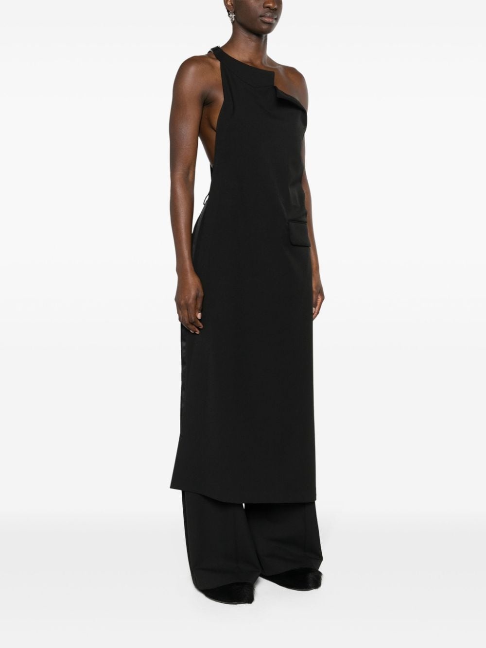 asymmetric-neck twill top - 3