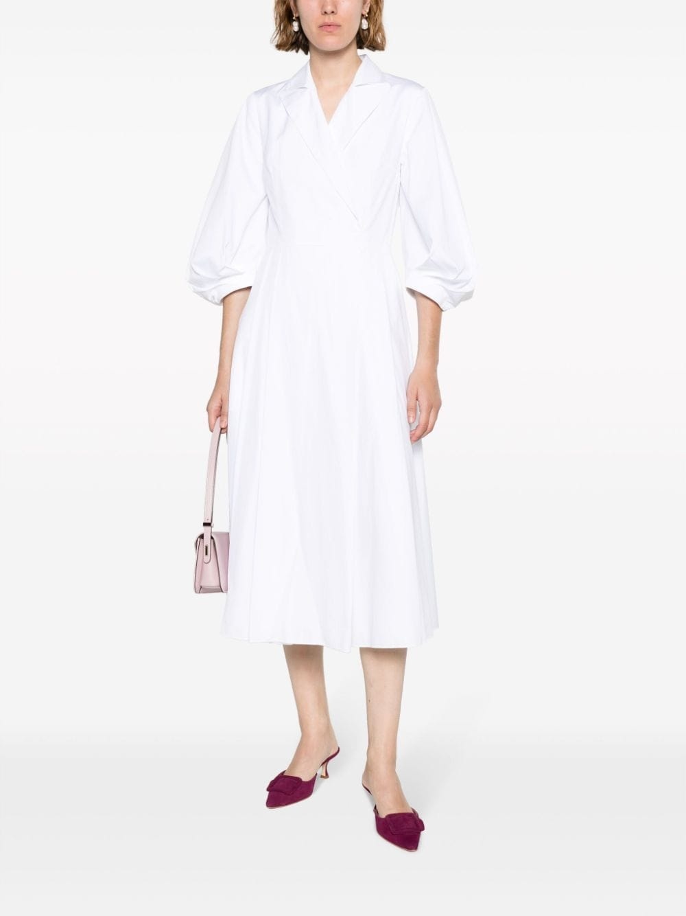 peak-lapels cotton midi dress - 2