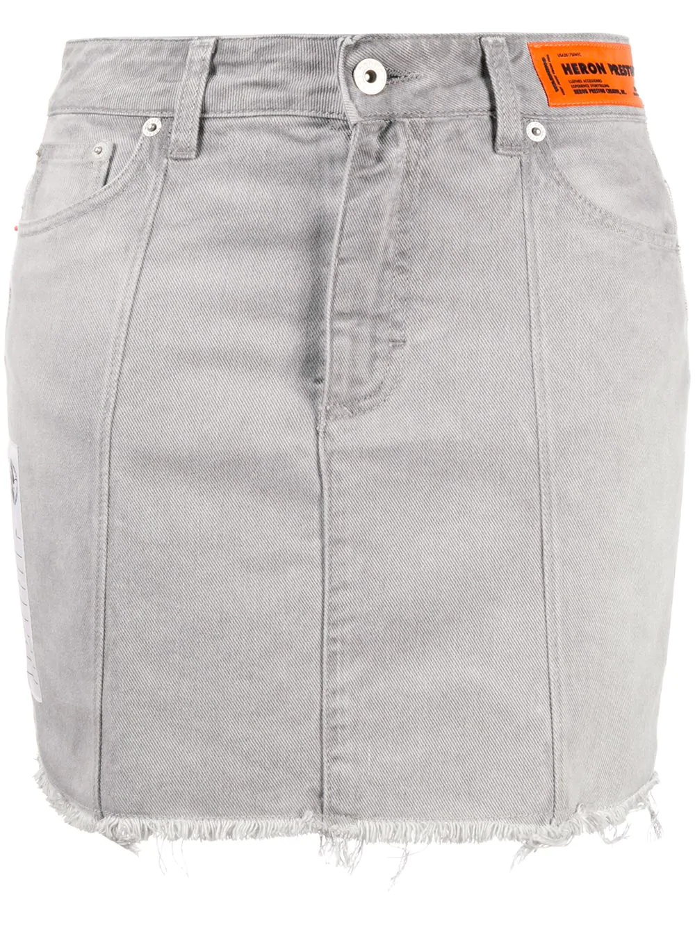 raw hem denim skirt - 1