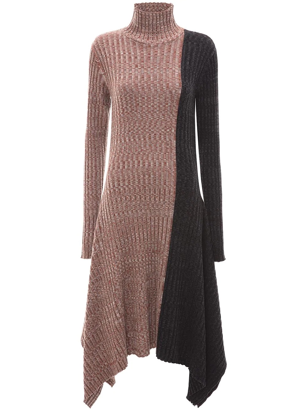 asymmetric contrast dress - 1