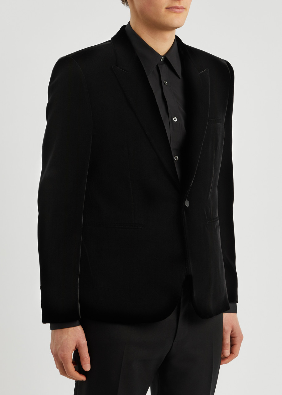 Single-breasted velvet blazer - 2
