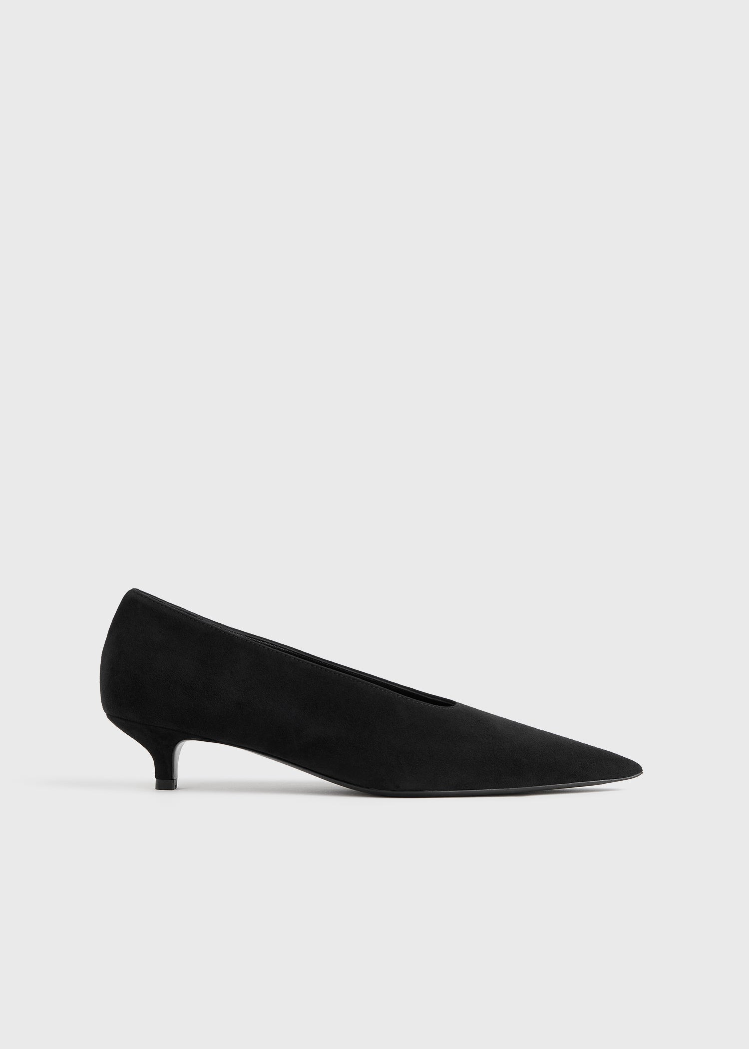 Sharp suede kitten pumps black - 8