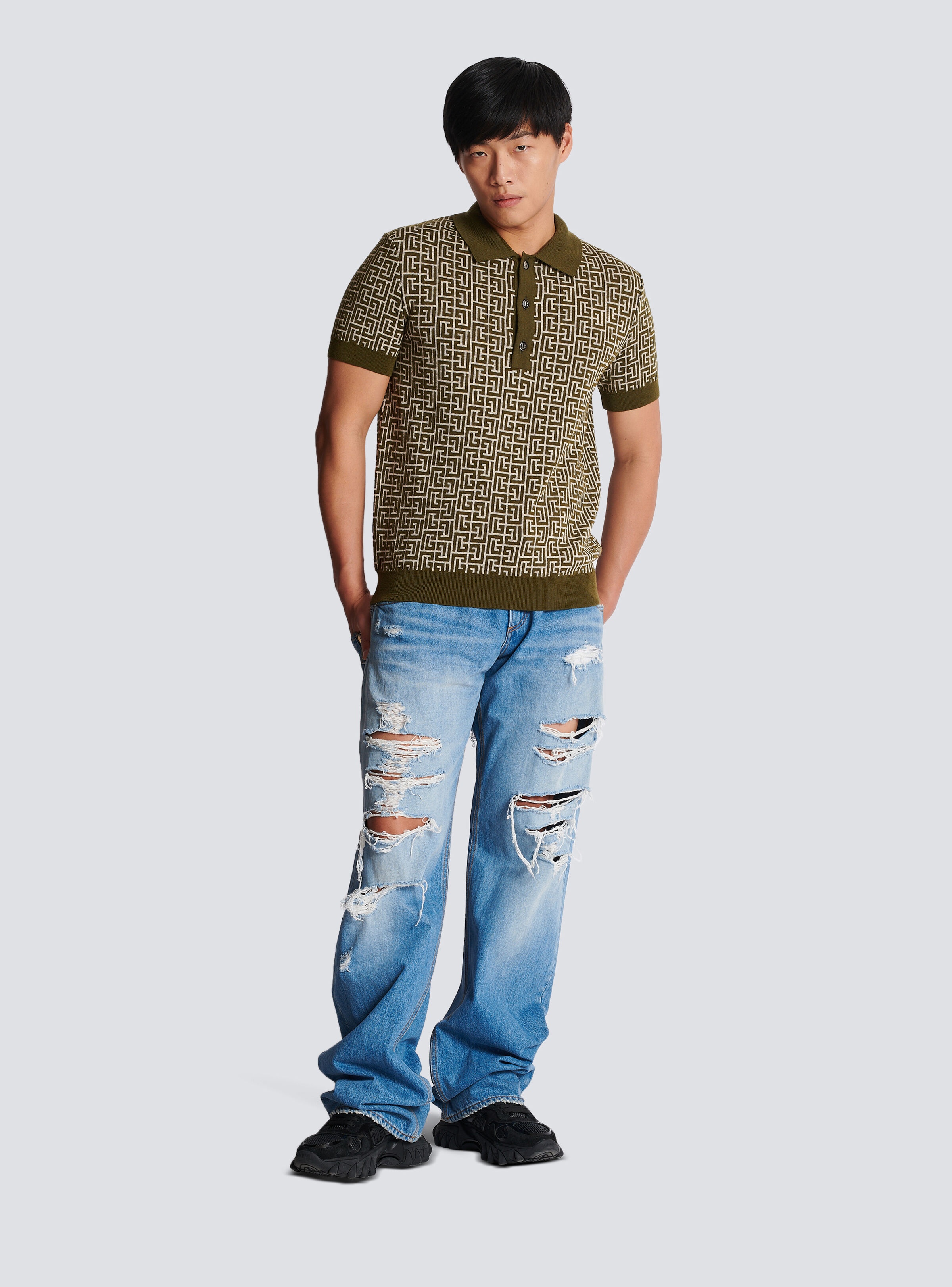 Wool polo shirt with monogram - 2