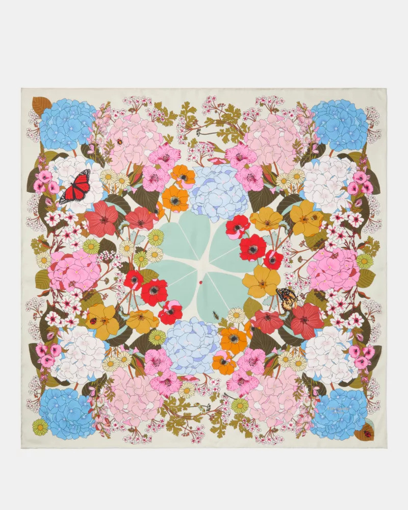 Spade Flower Garden Silk Square Scarf 1