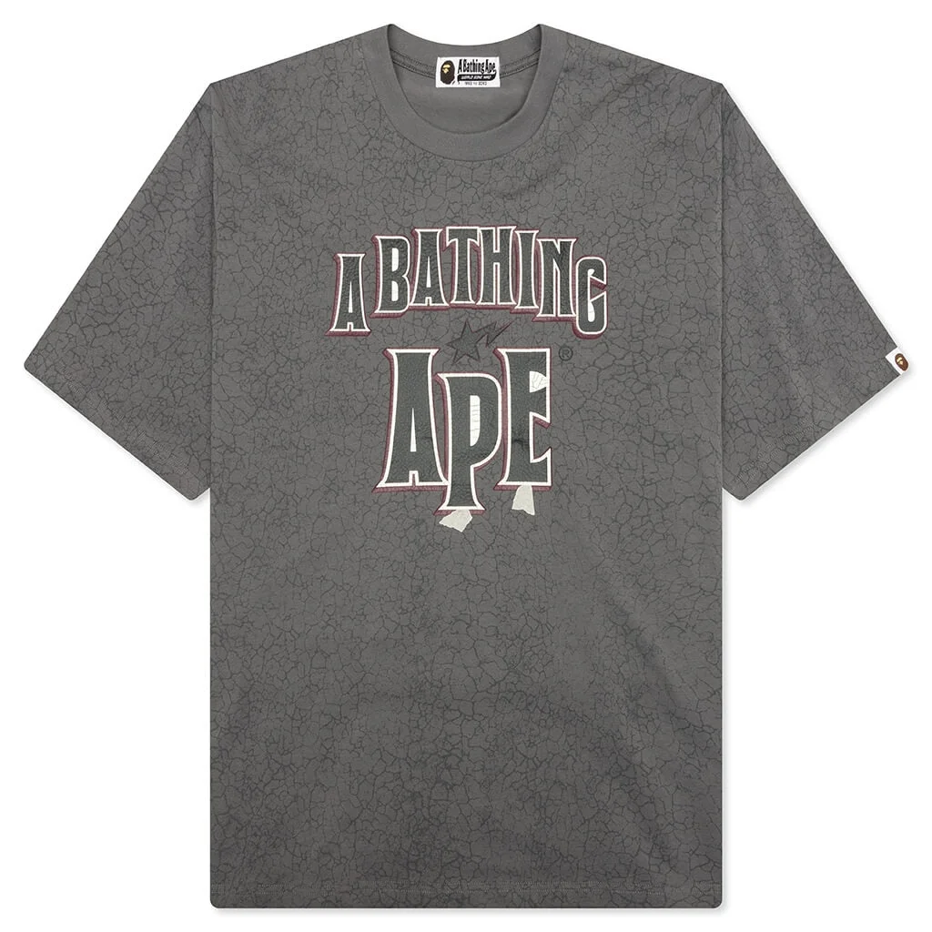 CRACK PRINT PATTERN LOGO RELAXED FIT TEE - BLACK - 1