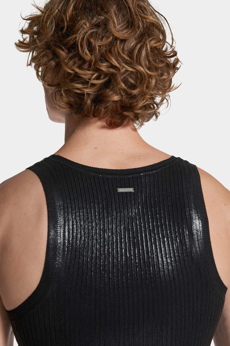 RIBBED KNIT ASYMMETRIC TOP - 5