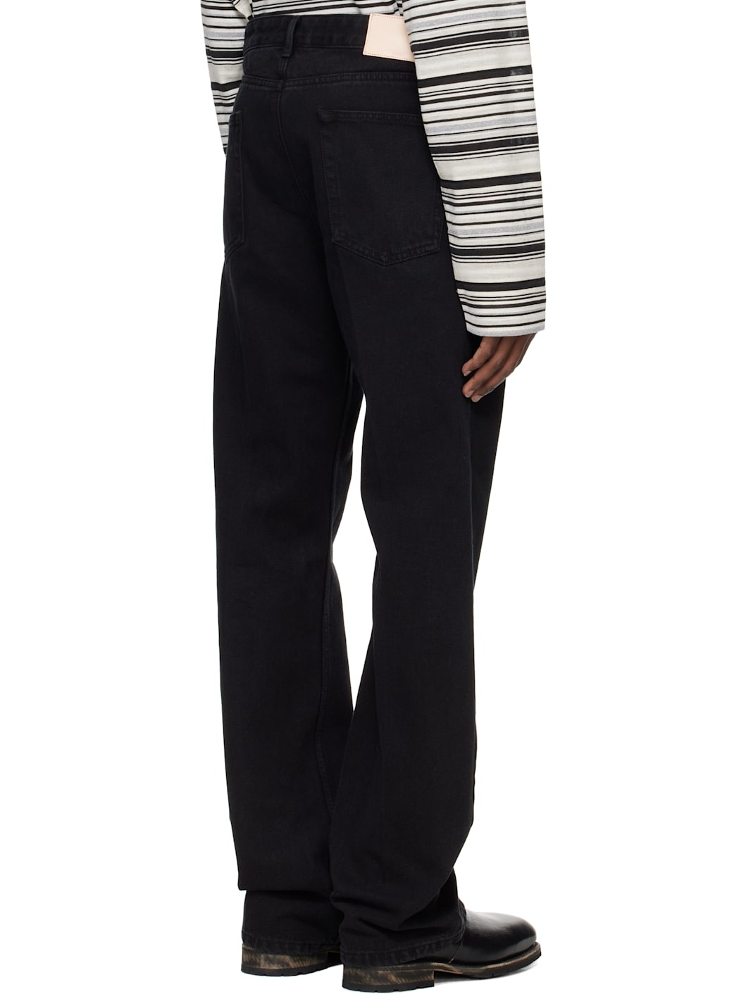 Black Straight Slim Bootscut Denim Jeans - 3