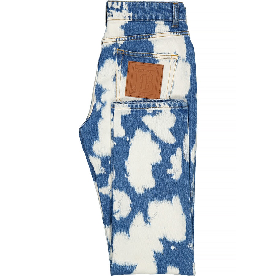 Burberry Seamill Monogram Motif Straight Fit Bleached Denim Jeans - 7