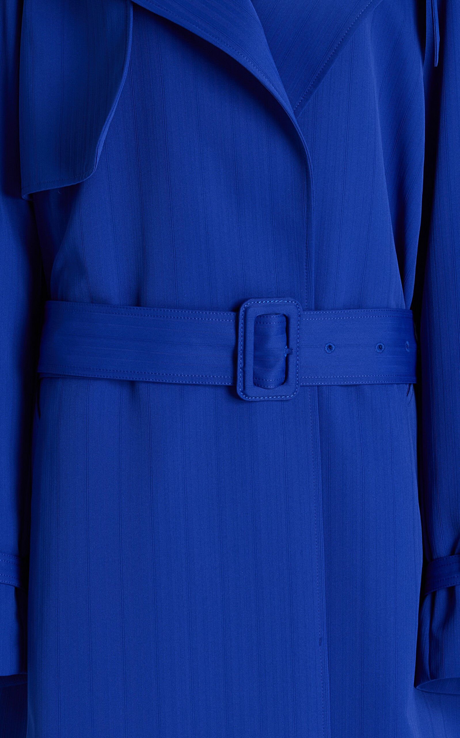 Sabina Belted-Neck Jacquard Coat royal blue - 4