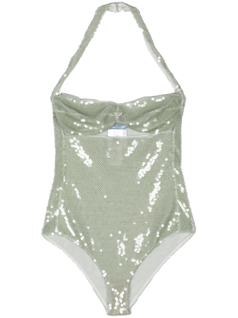 sequined tulle bodysuit - 1