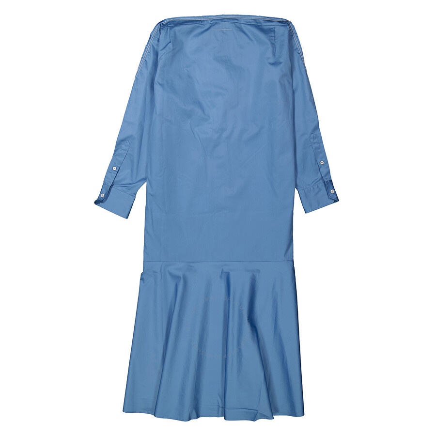 MM6 Maison Margiela Ladies Prussian Blue Asymmetric Cotton Shirt Dress - 7