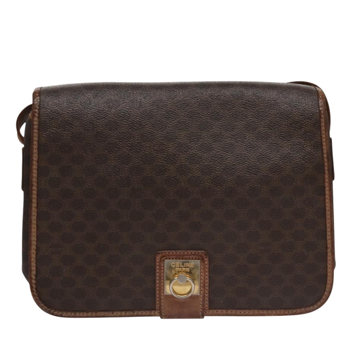 CELINE Macadam Canvas Shoulder Bag Pvc Leather Brown Gold - 2