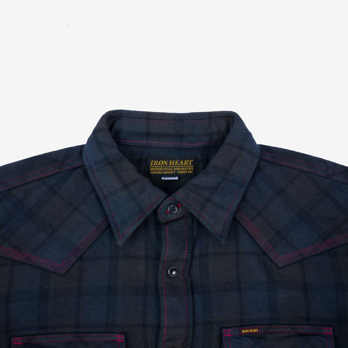IHSH-340-OD Ultra Heavy Flannel Classic Check Western Shirt - Red Overdyed Black - 6